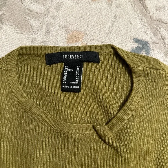 Olive green ribbed long tank - Picture 3 of 3